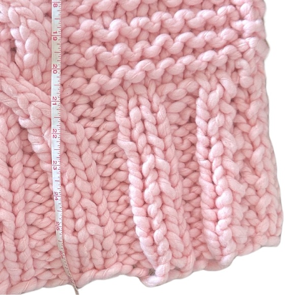 Free People x Loopy Mango Cabin Fever Pink Cable Sweater Tunic OS Merino Wool - Picture 5 of 8